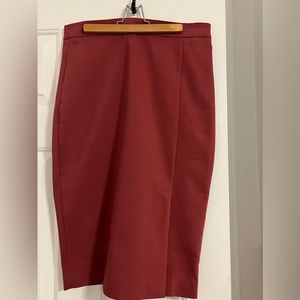 Cranberry coloured RW&Co. stretch pencil skirt with special stretch lining